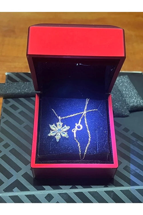 925 Sterling Silver Lotus Camellia Necklace with Amethyst Teardrop