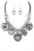Multi Heart Charms Necklace Set