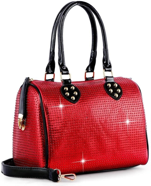 Rhinestone Covered Locked Satchel Handbag