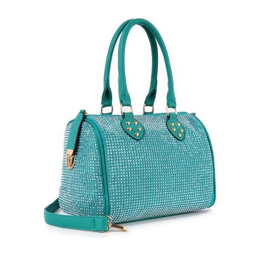 Rhinestone Covered Locked Satchel Handbag