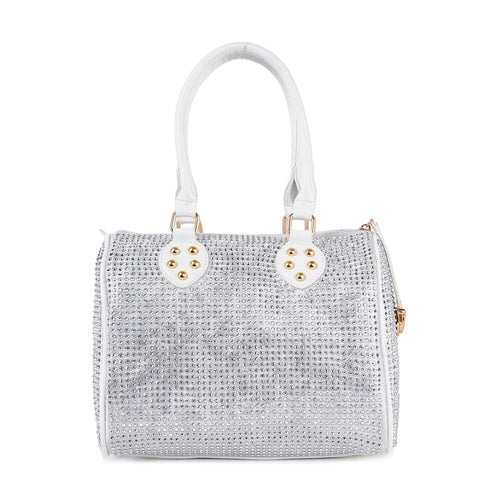 Rhinestone Covered Locked Satchel Handbag