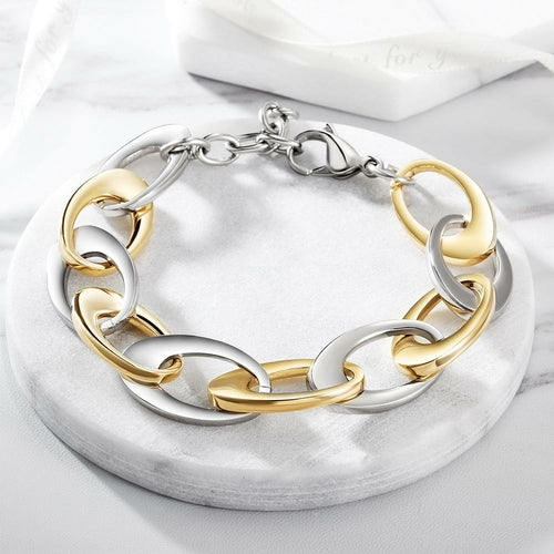 TWO TONE OVAL LINK BRACELET