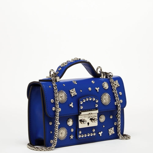 Studded Small Leather Crossbody Bag Royal Blue Purse  Women's Handbag