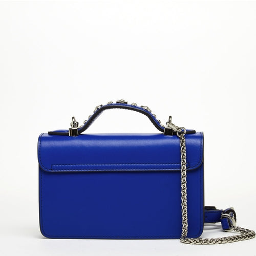 Studded Small Leather Crossbody Bag Royal Blue Purse  Women's Handbag