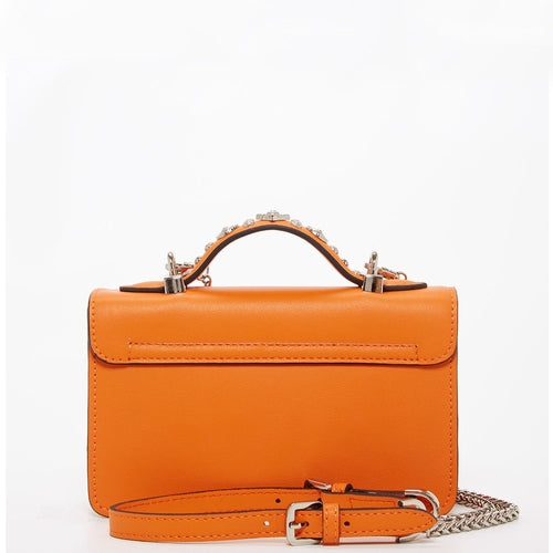 Studded Small Leather Crossbody Bag Orange Purse Cute Handbag  Women's
