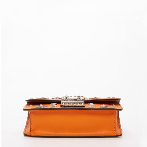 Studded Small Leather Crossbody Bag Orange Purse Cute Handbag  Women's