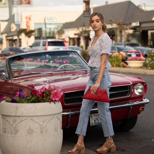 Red Clutch Bag Leather Clutch Purse Crossbody Evening Purse Unique